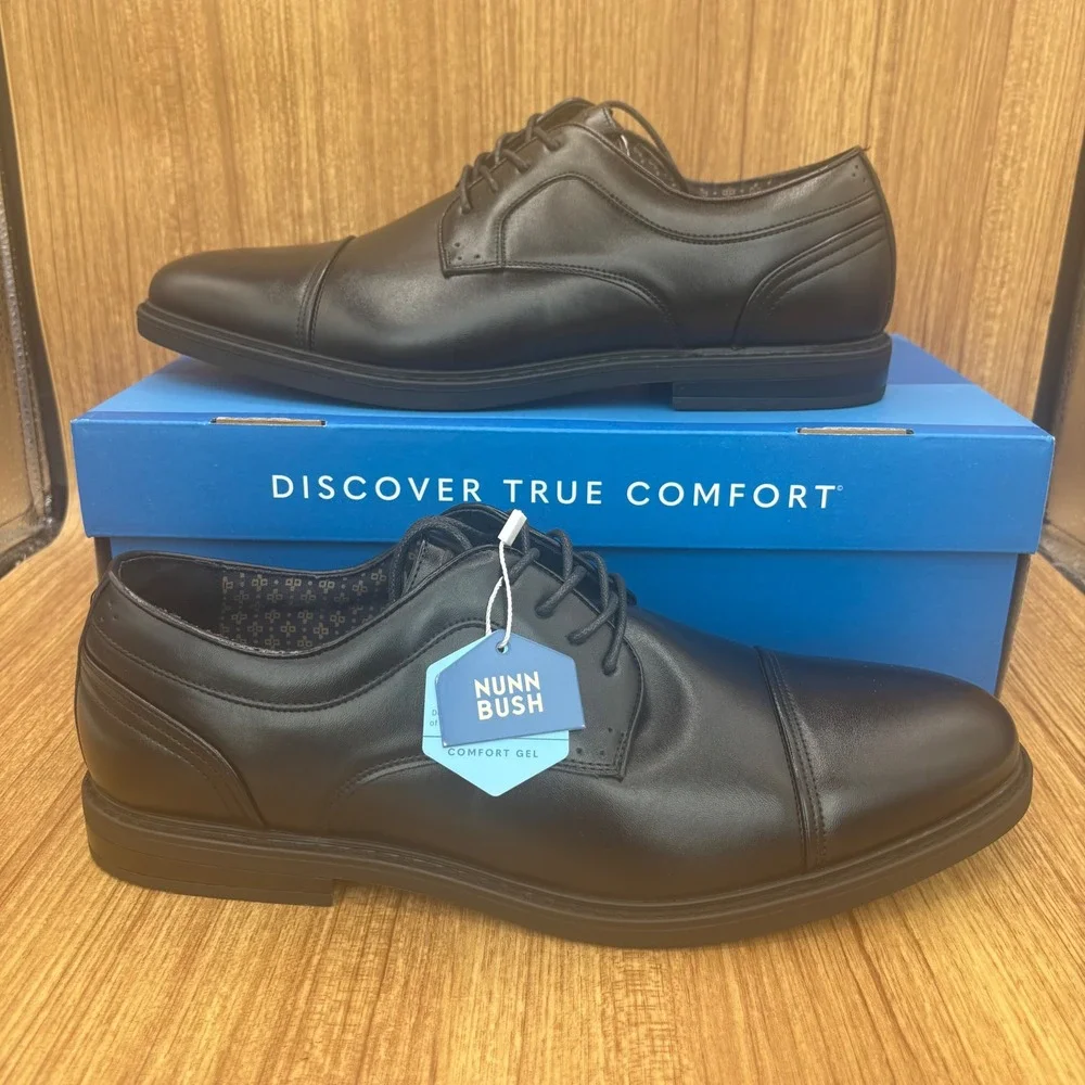 New Nunn Bush Range CT Oxford Mens 11 M Black Cap Toe Dress Shoes 84887-001